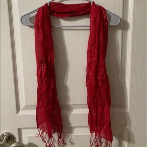 Red sparkly scarf